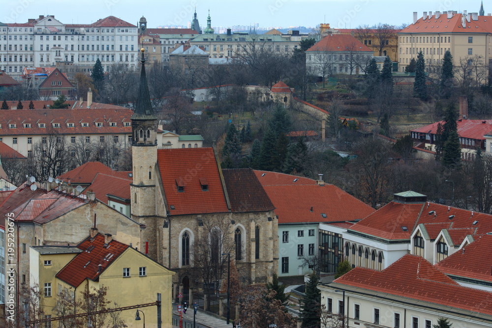 Fototapeta premium Prague panorama, church, castles, cityscape.