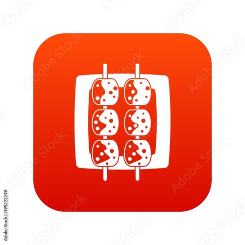 Meat shashlik icon digital red