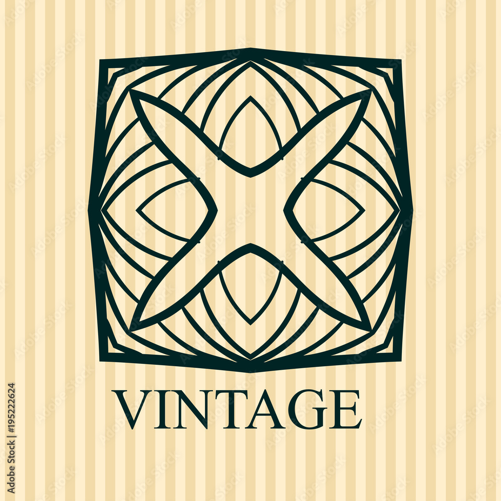 Fototapeta premium Vintage ornamental logo template with text. Vector illustration