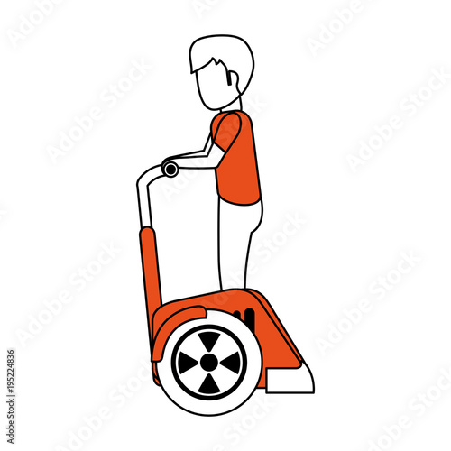 Man on two wheels electric scooter vector illustration graphic design