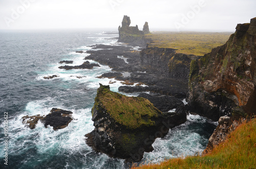 Cliffs of Dritvik Djúpalónssandur in Icelandic Reykjanes Peninsula	 photo