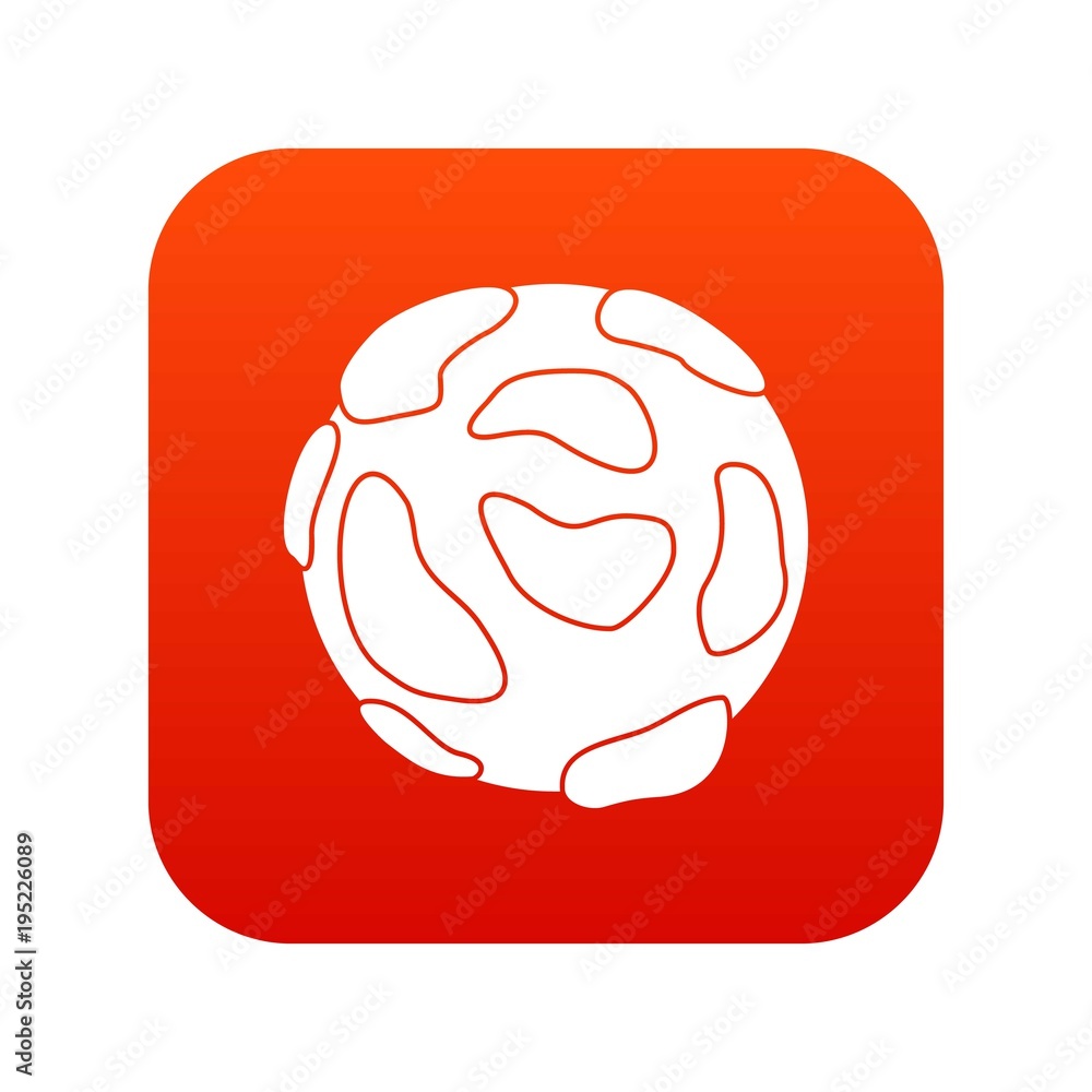 Beautiful planet icon digital red Beautiful planet icon digital red