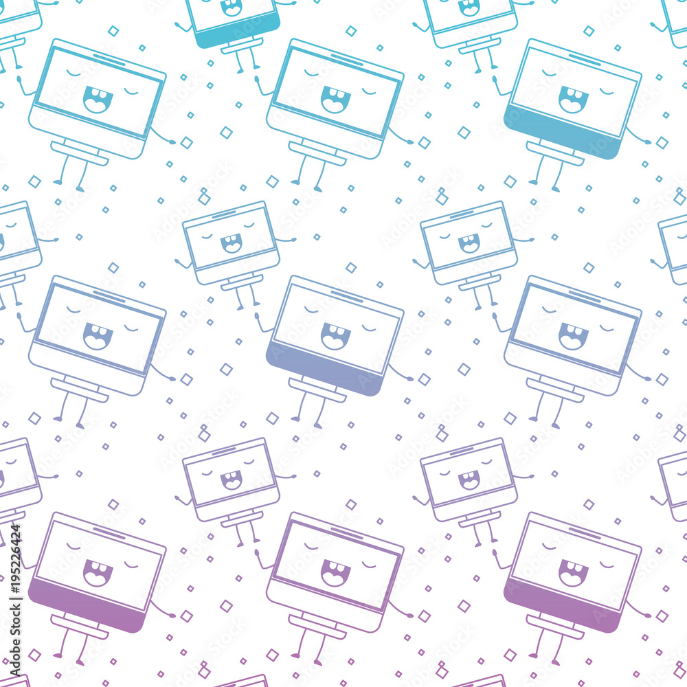computer display kawaii character pattern background vector illustration design computer display kawaii character pattern background vector illustration design