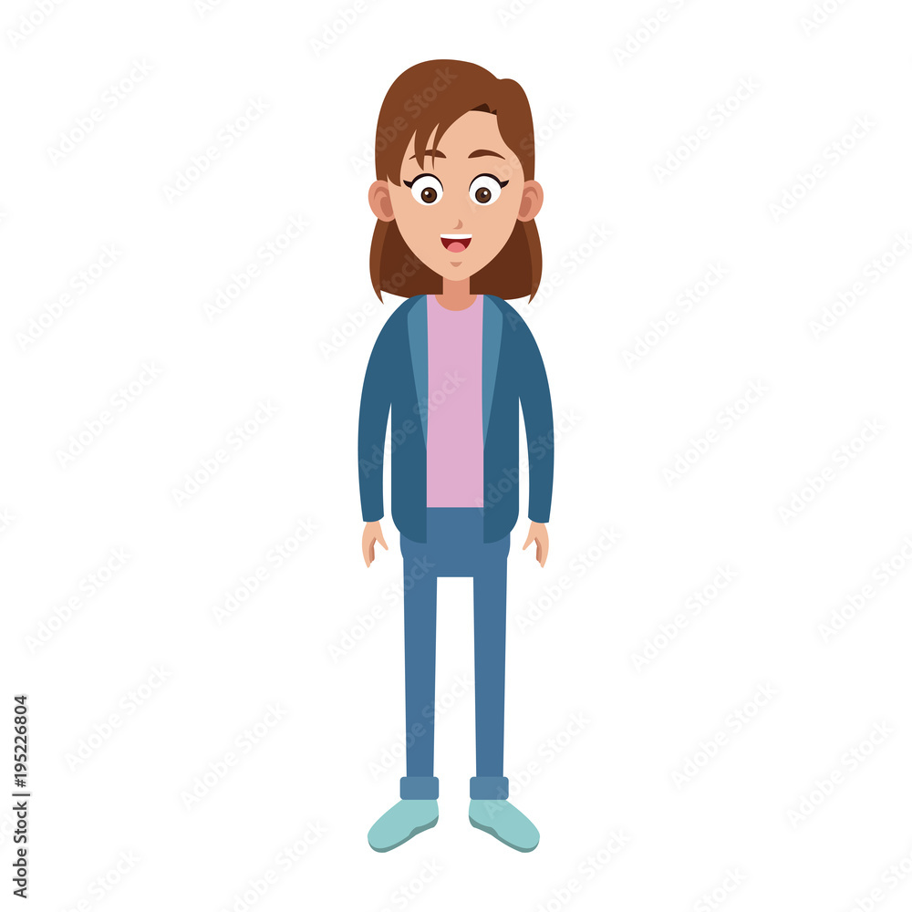 Young woman smiling cartoon icon vector illustration graphic design