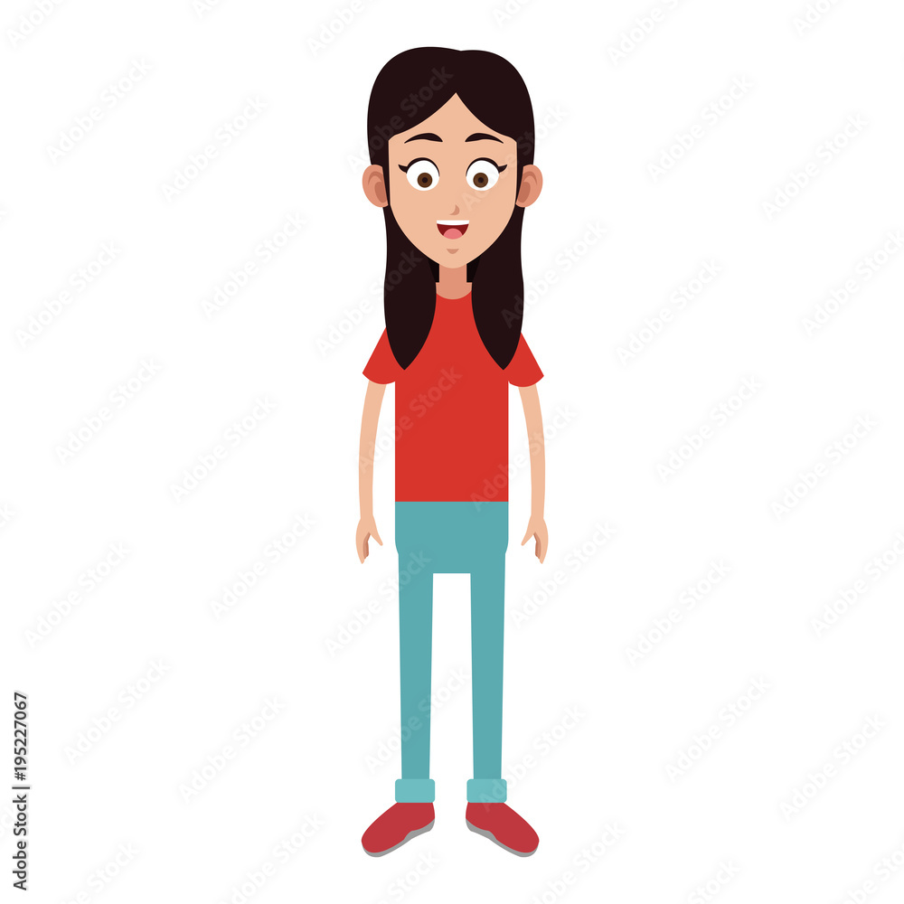 Young woman smiling cartoon icon vector illustration graphic design