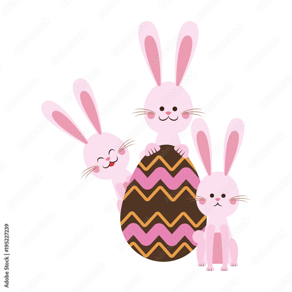 Cute rabbits with easter eggs icon vector illustration graphic design Cute rabbits with easter eggs icon vector illustration graphic design