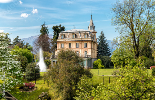 View of Botanical Gardens of Villa Taranto, located on the shore of Lake Maggiore in Pallanza, Verbania, Italy.