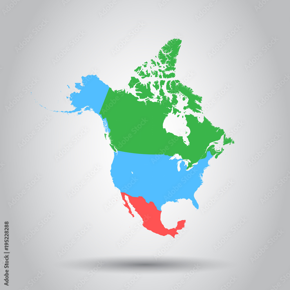 North America map icon. Business cartography concept North America pictogram. Vector illustration.
