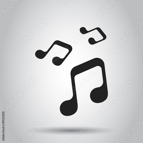 Vector music icon. Sound note illustration. Business simple flat pictogram on isolated background.