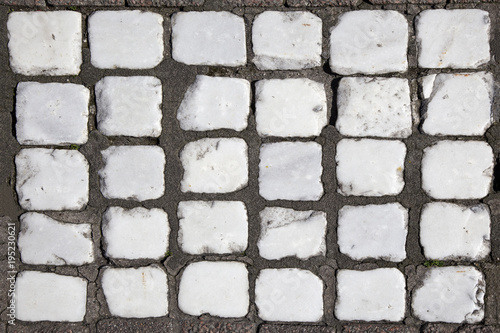 pattern of white cobblestones
