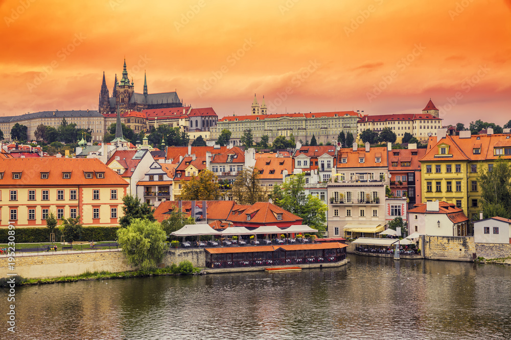 Beautiful evening sunset scenery Of the Old Towמ in Prague, Czech Republic