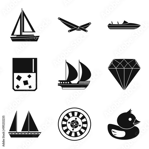 Material wealth icons set, simple style