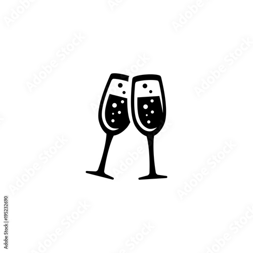 Wine Glasses Toast, Cheers vector icon. Simple flat symbol on white background