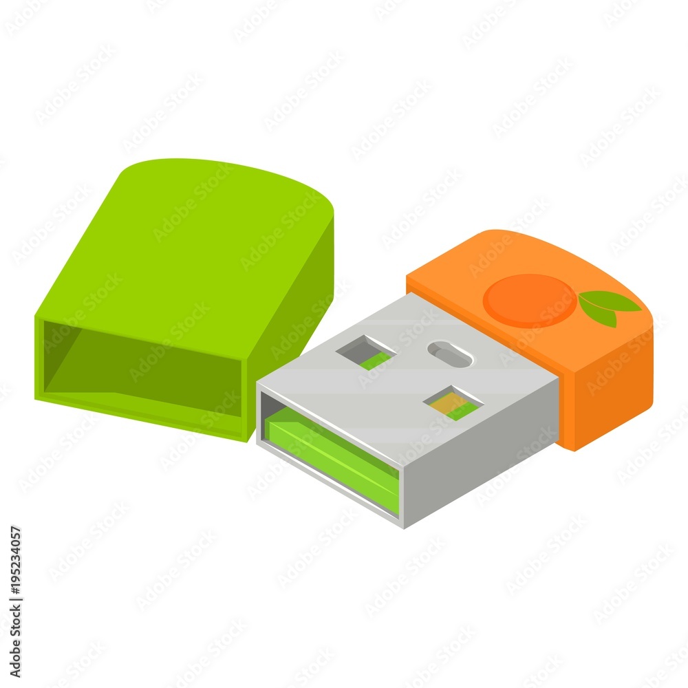 Mini flash drive icon, isometric style Mini flash drive icon, isometric style