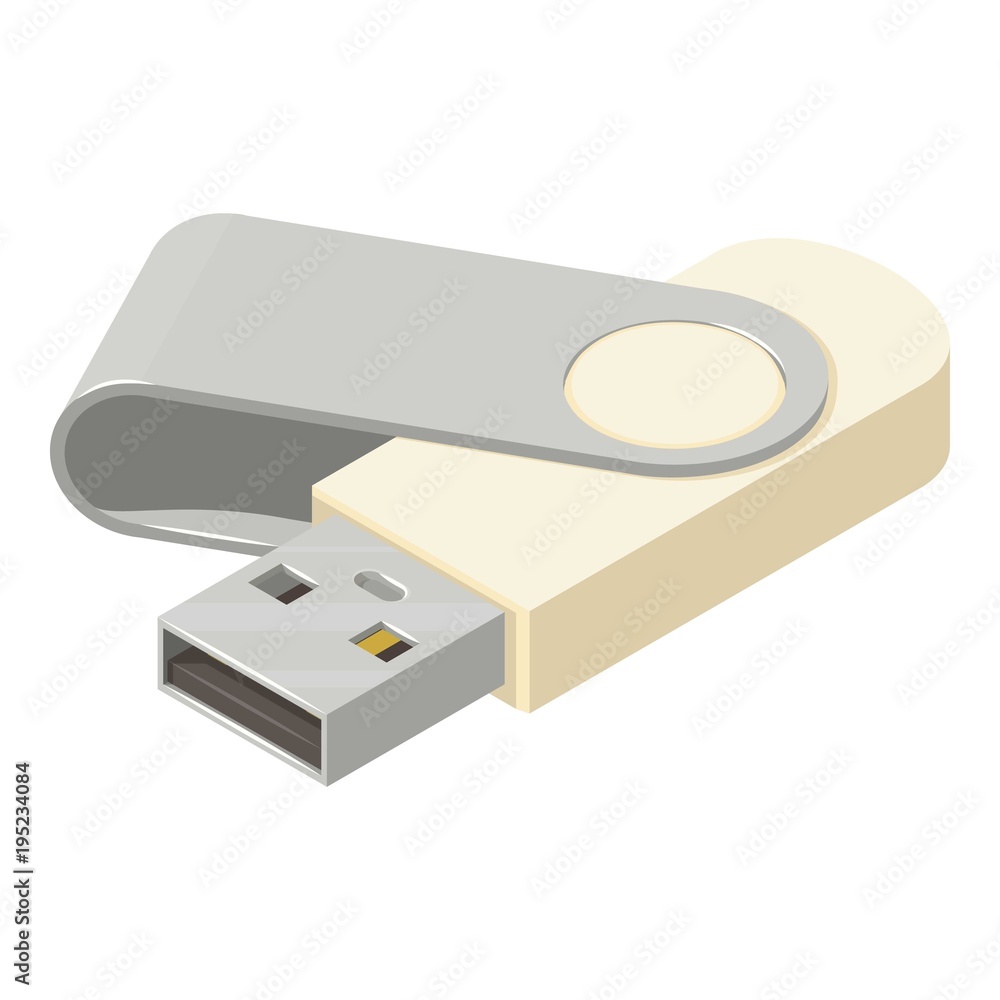 Big flash drive icon, isometric style Big flash drive icon, isometric style