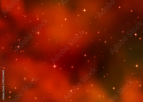 Abstract cosmic red galaxy background. Colorful nebula, milky way cosmos energy and shining stars. Outer space. Bright colorful cosmos light. Sky vector illustration of Universe.