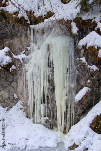 Icefall in Piecky in Slovak Paradise National park, Slovakia