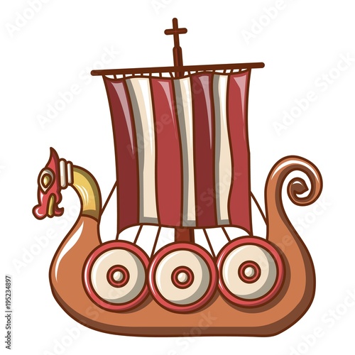 Small ship icon, cartoon style