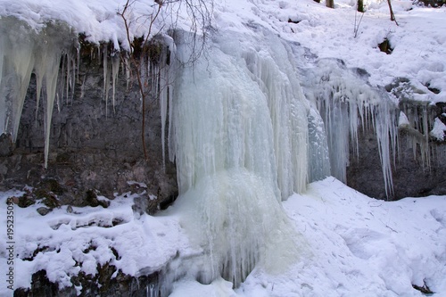 Icefall in Piecky in Slovak Paradise National park, Slovakia