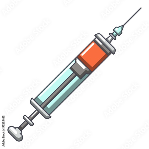 Medicine syringe icon, cartoon style