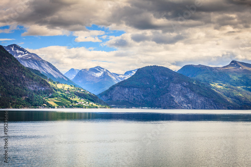 Mountains landscape and fjord in Norway © anetlanda