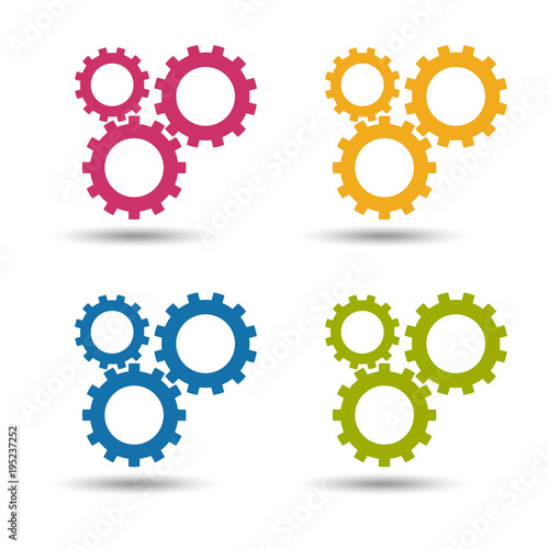 Zahnräder - Teamwork Konzept - Bunte Vektor Illustration - Freigestellt auf weißem Hintergrund