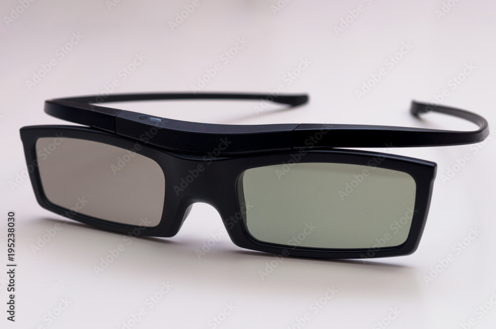 High-quality 3D cinema glasses isolated on white. Modern 3D movie glasses. High-quality 3D cinema glasses isolated on white. Modern 3D movie glasses.