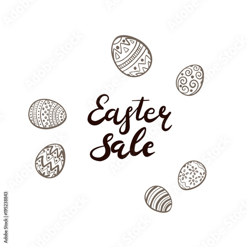 Text Easter Sale with eggs