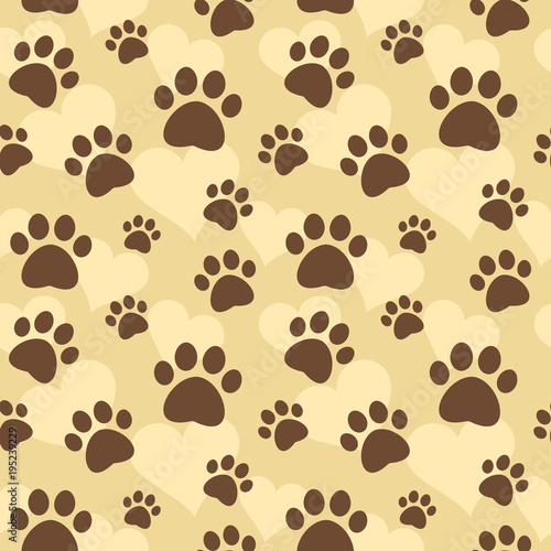 Seamless pattern with paw prints