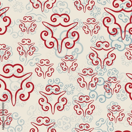 Hand drawn ornamental seamless pattern of different transparency. Vector Illustration