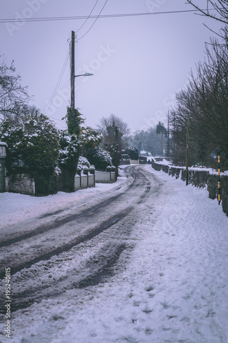 фотографія Roads barely usable in the aftermath of Storm Emma, also known as the Beast from the East, which hit Ireland at the start of March: a lot of slush created by all the snow melting