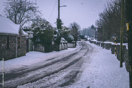 фотографія Roads barely usable in the aftermath of Storm Emma, also known as the Beast from the East, which hit Ireland at the start of March: a lot of slush created by all the snow melting
