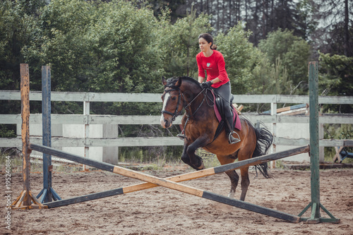 Spring jump horse ride jumping