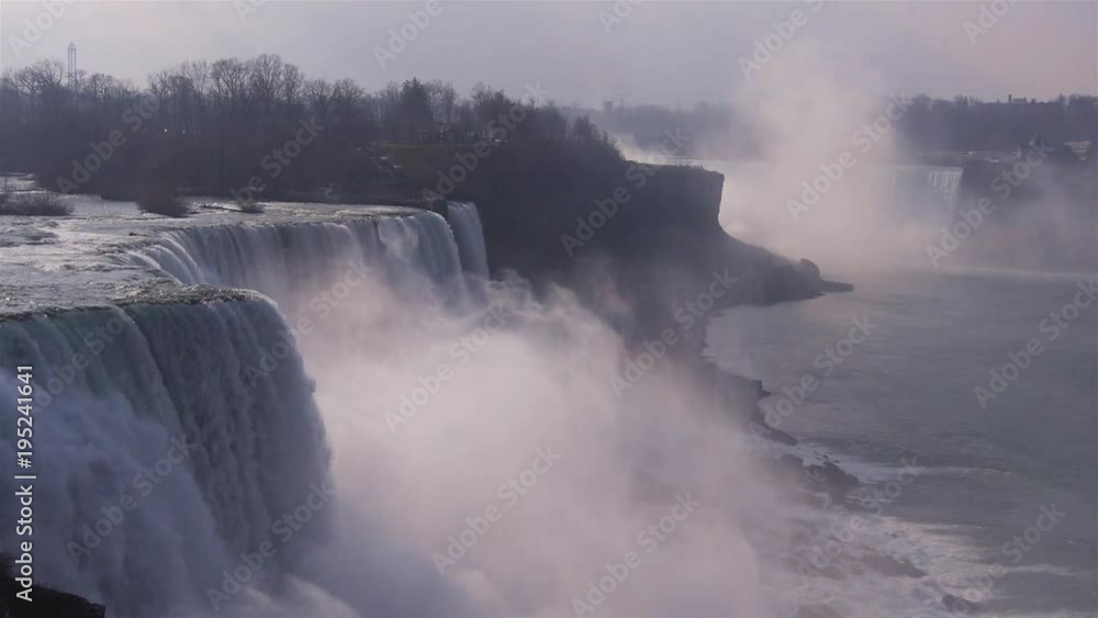 Niagara Falls Flowing In Front Of City - Static Niagara Falls Flowing In Front Of City - Static