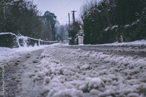 фотографія Roads barely usable in the aftermath of Storm Emma, also known as the Beast from the East, which hit Ireland at the start of March: a lot of slush created by all the snow melting