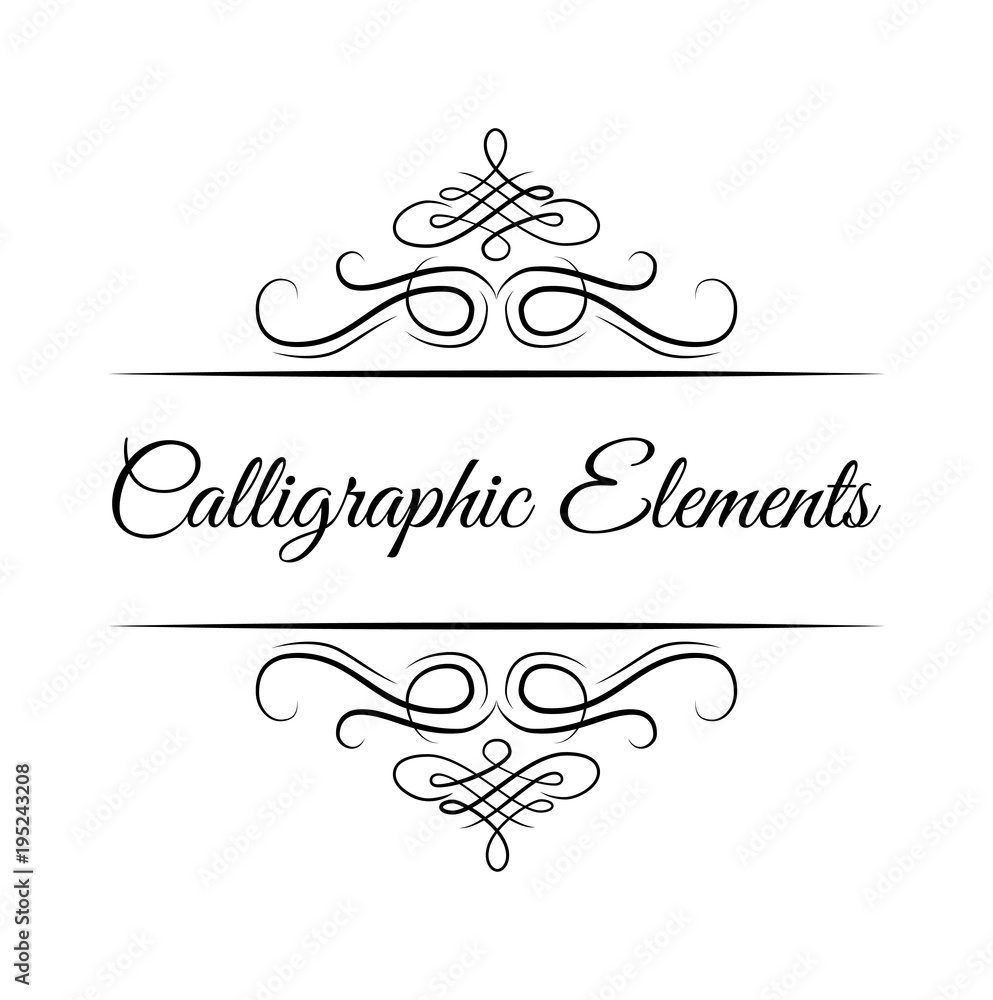 Calligraphic design elements . Decorative swirls or scrolls, vintage frames , flourishes. Vector.