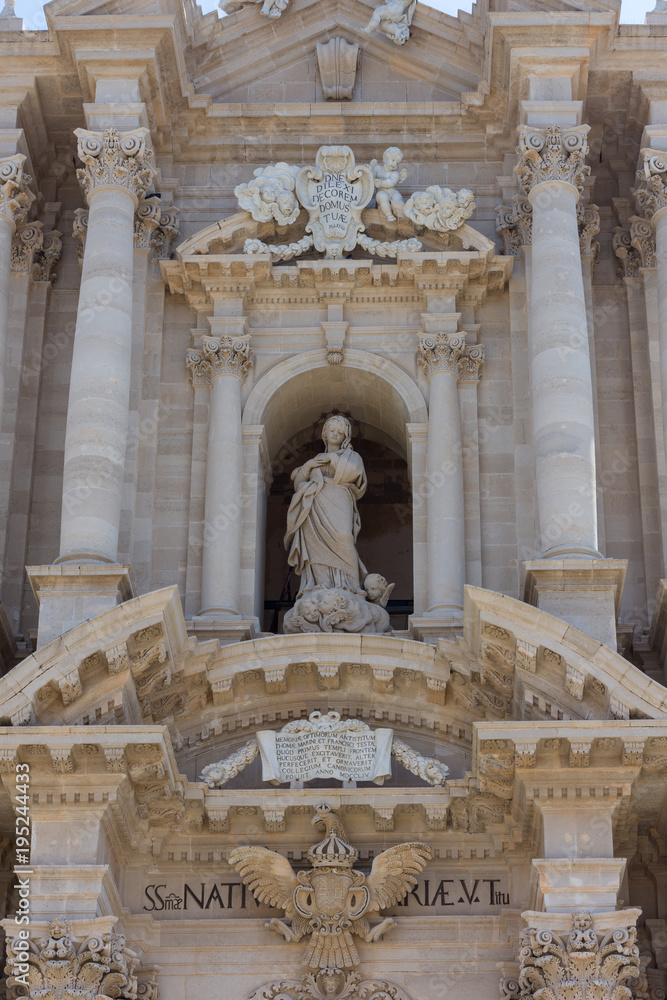 Detail of the Cathedral of Syracuse (Duomo di Siracusa). The famous church in Syracuse, Sicily