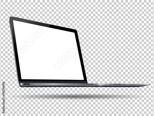 Realistic Laptop with blank screen to present your application and web - design. Realistic Laptop. Isolated on a transparancy background