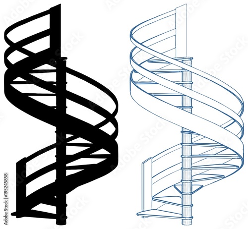 Spiral Staircase Vector Isolated On White