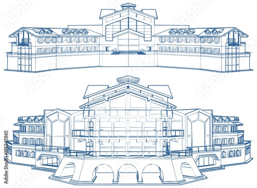 Residential Family House Building Vector Isolated On White		