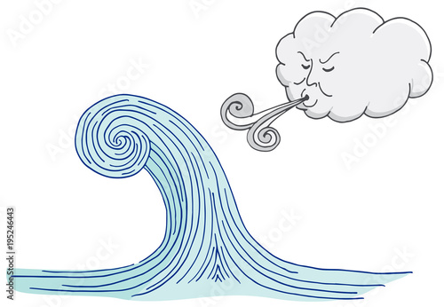 Cloud Blowing Windy Tidal Wave Cartoon