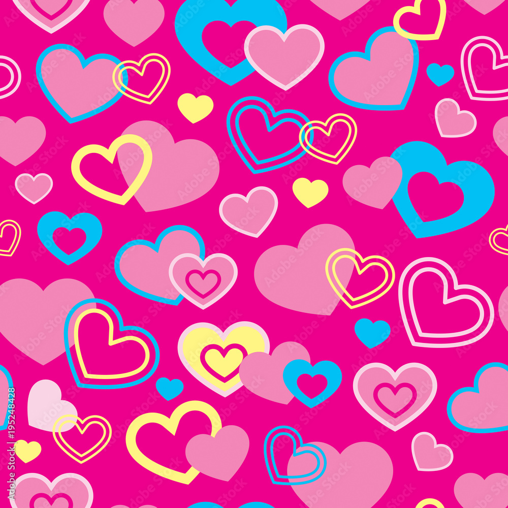 Seamless pattern of hearts. Pink vector background Seamless pattern of hearts. Pink vector background