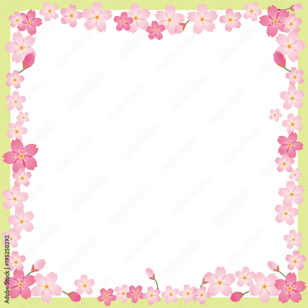 春のイメージのポップ用背景 スクエア 桜のイラスト 桜の背景 桜のリース 桜のオーナメント Stock Vektorgrafik Adobe Stock