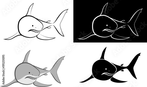 isolated shark - clip art illustration and line art