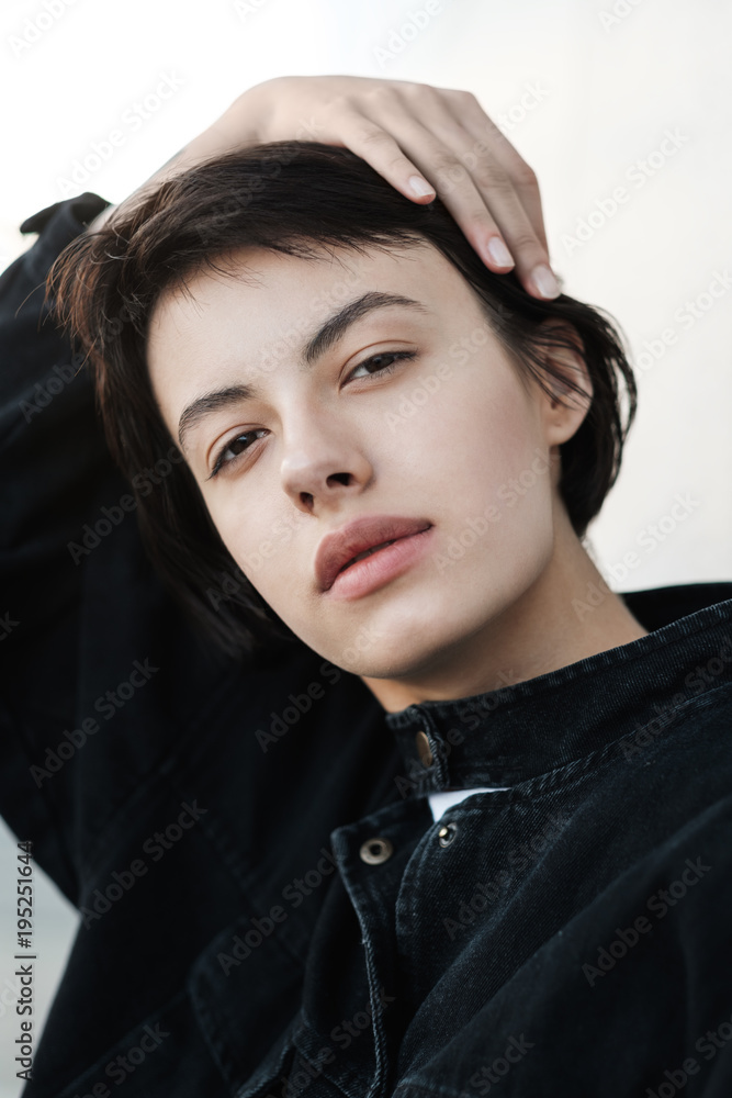 Portrait of a beautiful brunette close-up Portrait of a beautiful brunette close-up
