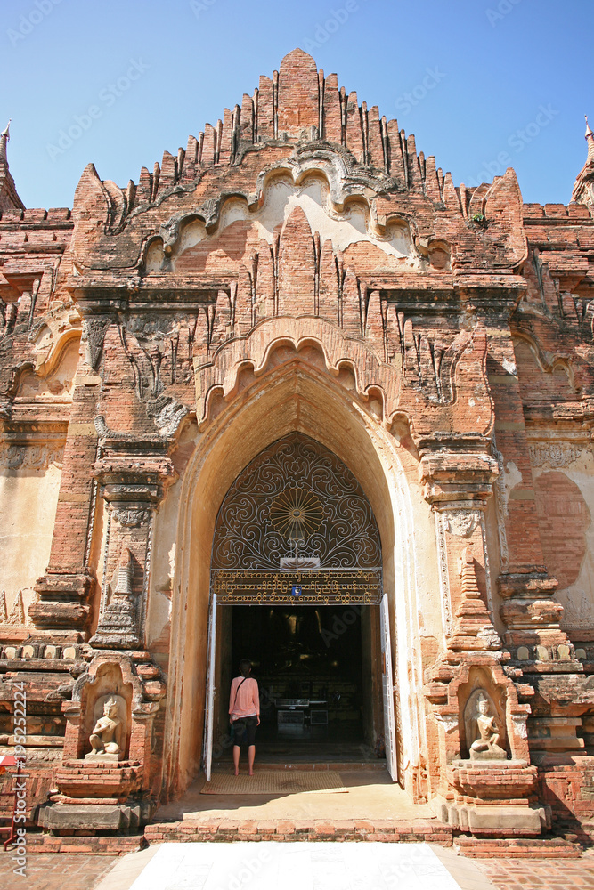 The vaulted entrance to an ancient pagoda in Bagan, Burma