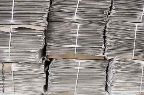 Stacks of newspapers ready to be sold
