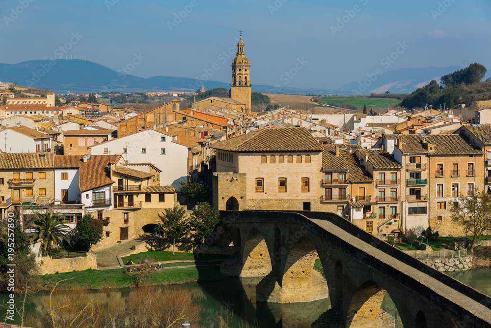 Views to the town of Puente la Reina, Spain