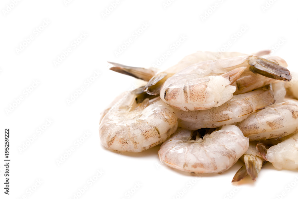 Raw Jumbo Shrimp on a White Background