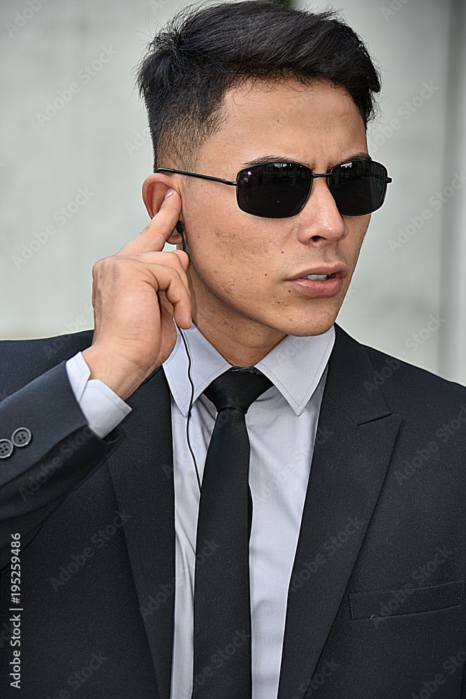 Unemotional Diverse Security Guard Wearing Sunglasses Stock Photo Adobe Stock